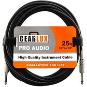 Gearlux Instrument Cable/Professional Guitar Cable 1/4 Inch to 1/4 Inch, Black, 25 Foot