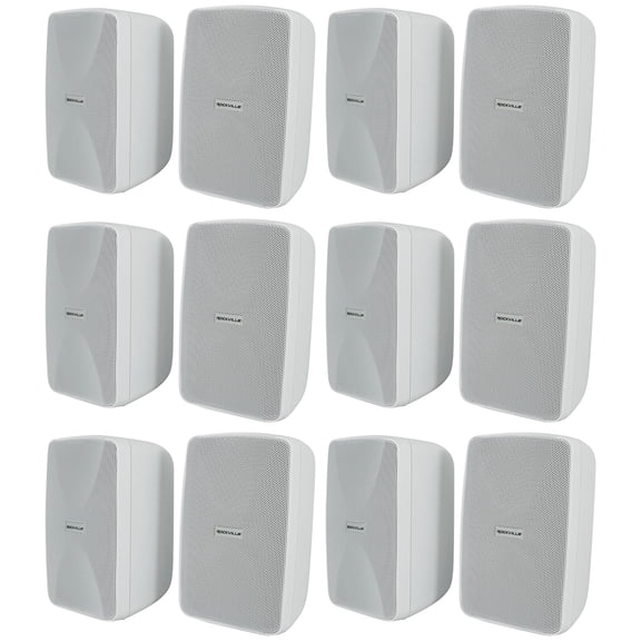 12 Rockville WET-40W 4" 70V Commercial Indoor/Outdoor Wall Speakers White Swivel