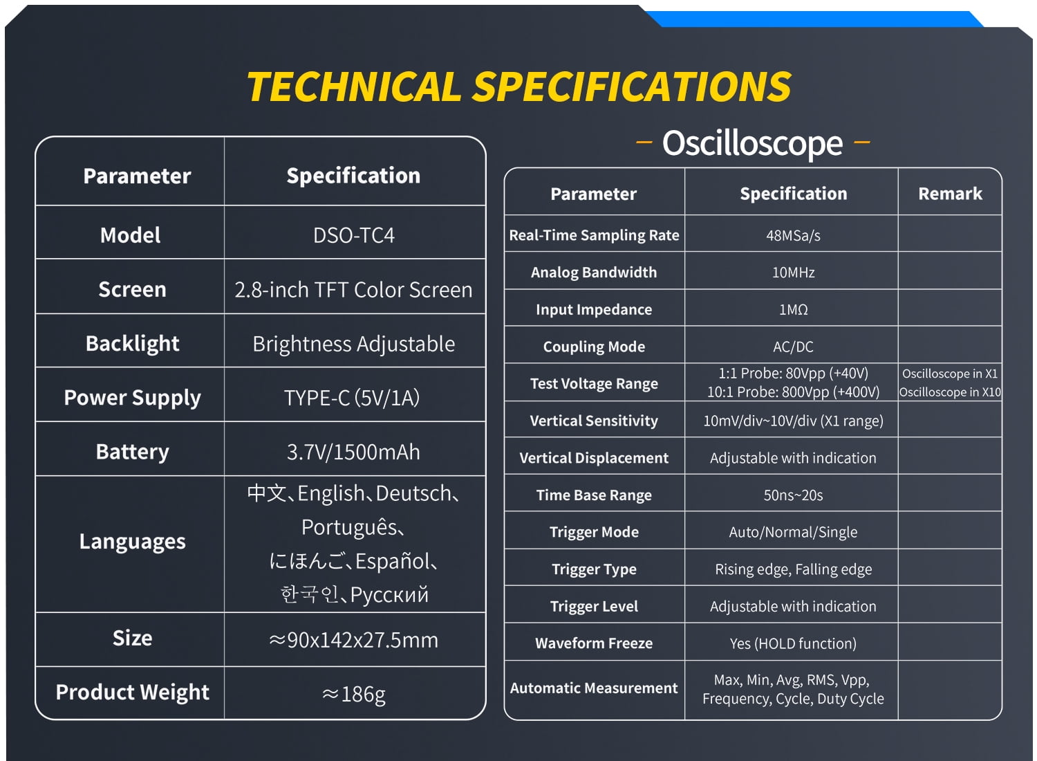 FNIRSI Transistor Oscilloscope DSO-TC4 Multifunction