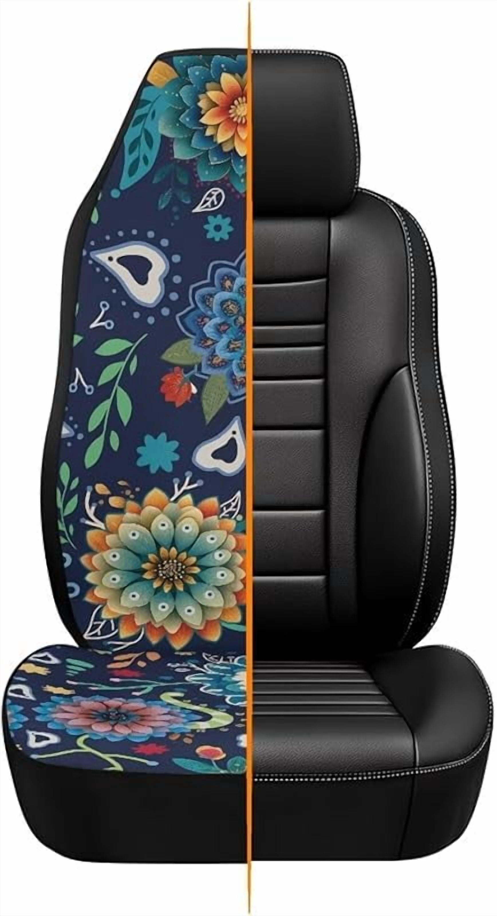 Boho Floral Blossom Car Seat Covers Front Set Lightweight Waterproof Automotive Car Interior Covers Universal Fit for Most Car Interior Covers for Sedan Truck SUV,Pack of 2