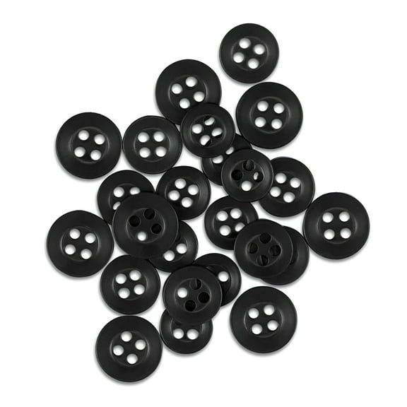 ButtonMode Replacement Shirt Buttons 22pc Set Has 8 Front (11mm or 7/16 in), 7 Sleeve (10mm or 3/8 in) & 7 Collar (9mm or Almost 3/8 in), Black