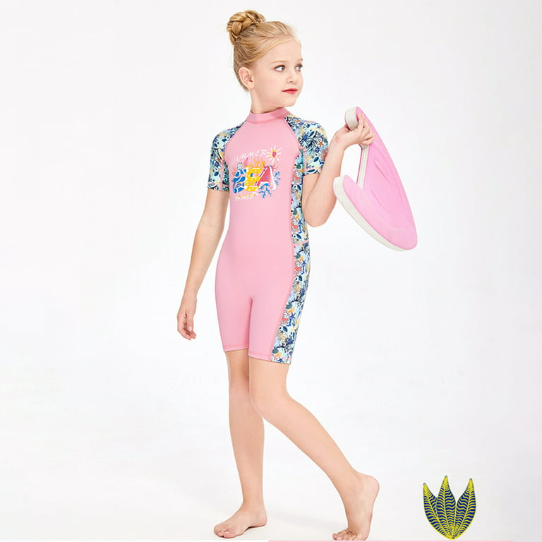 Kids' Anti-UV Long-Sleeved Surfing Shirt - 100 Pink