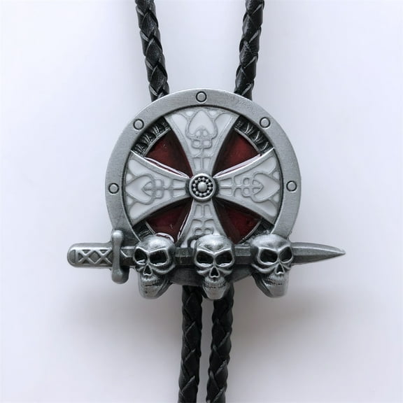 Jean's Friend Vintage Skull Cross Knot Wedding Bolo Tie Leather Necklace