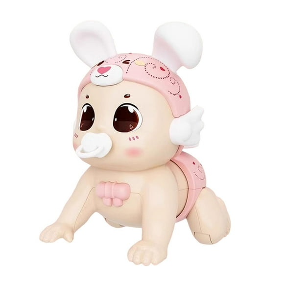 Juguete para gatear de muñeca para bebé,Muñeca eléctrica para gatear para bebé,Juguete educativo,Juguete de muñeca eléctrica para para bebés y rosa