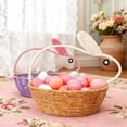 thumbnail image 2 of Farfi Rattan Bunny Basket Handwoven Basket with Bunny Ears Easter Rabbit Basket for Decoration Gifts Easter Eggs Candy Party Favors Storage(Purple), 2 of 12