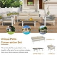 thumbnail image 5 of Harper & Bright Designs Outdoor Rope Furniture Set, 4 Piece Patio Conversation Set with Loveseat and 2 Chairs & Coffee Table for Backyard Porch Garden, Greyen Poolside and Backyard, Beige+Grey, 5 of 23