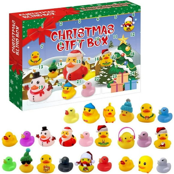 2024 Christmas Calendar Rubber Duck Bath Toy Christmas Blind Box Toy Duck Children's Mini Duck Boy Girl Family Party Decoration Cruise Duck