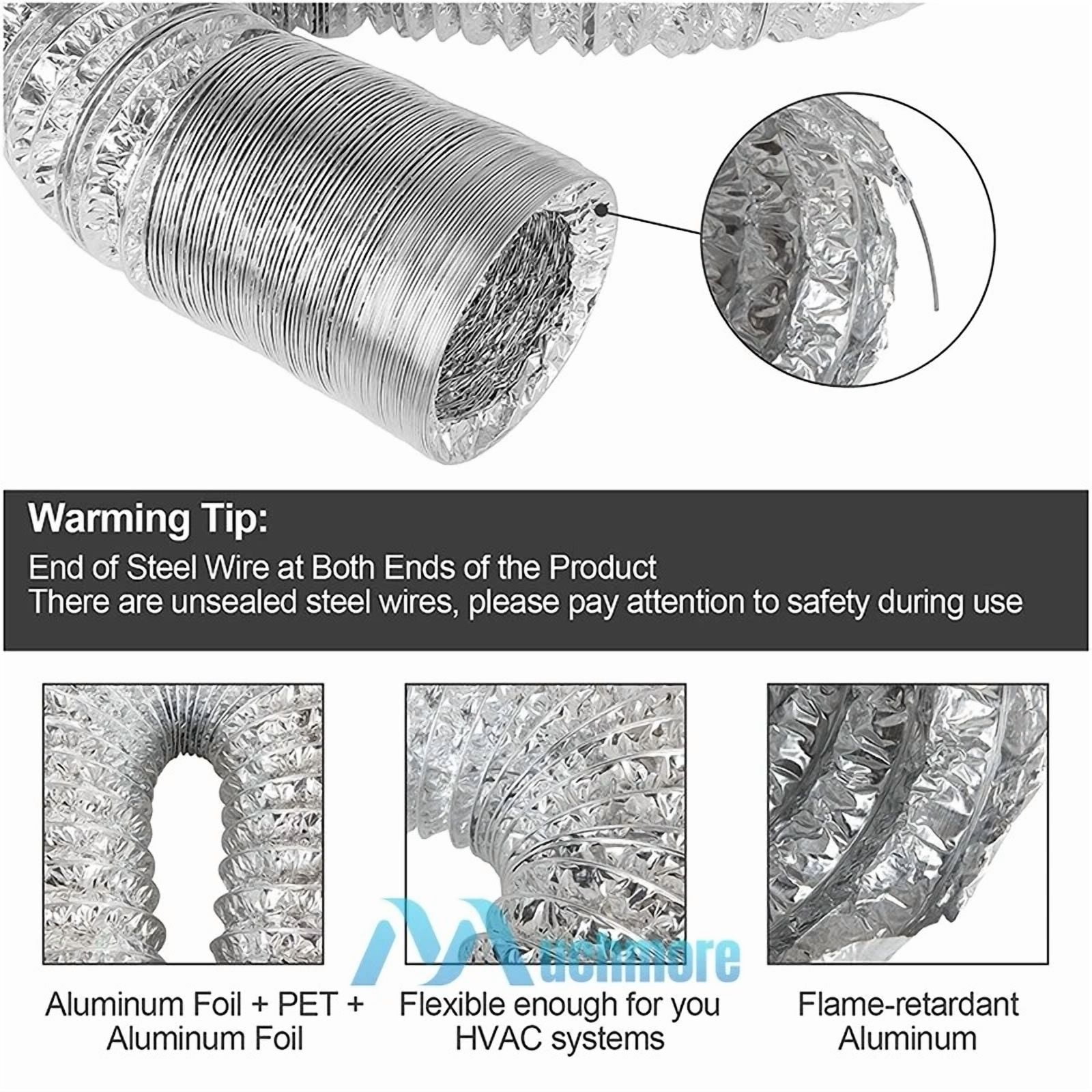 4 Inch 8 Feet Extra Thick Aluminum Foil Flexible Ducting Dryer Vent Ducting Hose