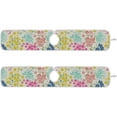 thumbnail image 3 of Coolnut 2 Pack Faucet Mat Splash Guard for Kitchen Sink, Groove Yellow Pink Floral Faucet Handle Drip Catcher Tray Absorbent Mat Fast Dry Mat for Kitchen, Bathroom, 14"x5", 3 of 7