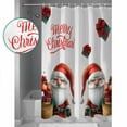 thumbnail image 3 of Extra Long Shower Curtain 72x96 Inch, Christmas Shower Curtain Waterproof Bathroom Decor Xmas Gnomes Red Botanical Red Green Fabric Bath Curtain Set Accessories with Hooks, 3 of 6