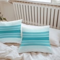thumbnail image 4 of Minimalist Outdoor Pillow Covers Set of 2 Country Turquoise Gradient Stripes Waterproof Throw Pillow Case Decorative Square Cushion Cover for Patio Couch Garden Balcony, 16"x16", 4 of 9