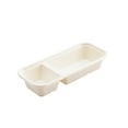 thumbnail image 2 of Pulp Tek 17 oz Rectangle White Sugarcane / Bagasse Catering Container - 2-Compartment - 9 1/4" x 3 3/4" x 1 3/4" - 100 count box, 2 of 3