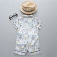 thumbnail image 4 of Fshinging 2025 Girls Summer Pajamas Suit Cute Cartoon Dinosaur Print Short Sleeve Lapel Button Shirts Tops And Shorts Sleepwear Clothes, 4 of 4