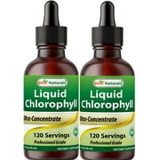 Best Naturals Liquid Chlorophyll Drops 50mg, Vegan Detox & Immune Support, 2 Pack, 2 fl oz Each