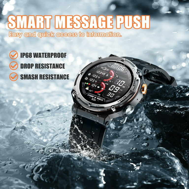Ifanze Military Smart Watches for Men, C21 Outdoor Smart Watch, Black 