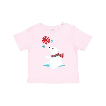 

Inktastic Polar Bear Bear with Scarf Cute Bear Snowflakes Gift Toddler Boy or Toddler Girl T-Shirt
