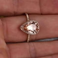 thumbnail image 3 of Surprisingly Ring 1.75 Carat 8x5mm Pear Shape Morganite Engagement Ring Solid 10k Rose Gold Promise Ring Pave Set Vintage Look, 3 of 4