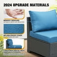 thumbnail image 5 of JOYURE 6 Pieces Patio Furniture set All-Weather Outdoor Wicker Sectional Conversation Sofa Rattan patio seating sofa with cushion and Glass Table and Ottoman for Porch Poolside,Peacock, 5 of 8