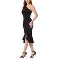 thumbnail image 4 of INSPIRE CHIC Robe Midi Sans Manches à une Épaule Froncée pour Femme Noir m, 4 of 5