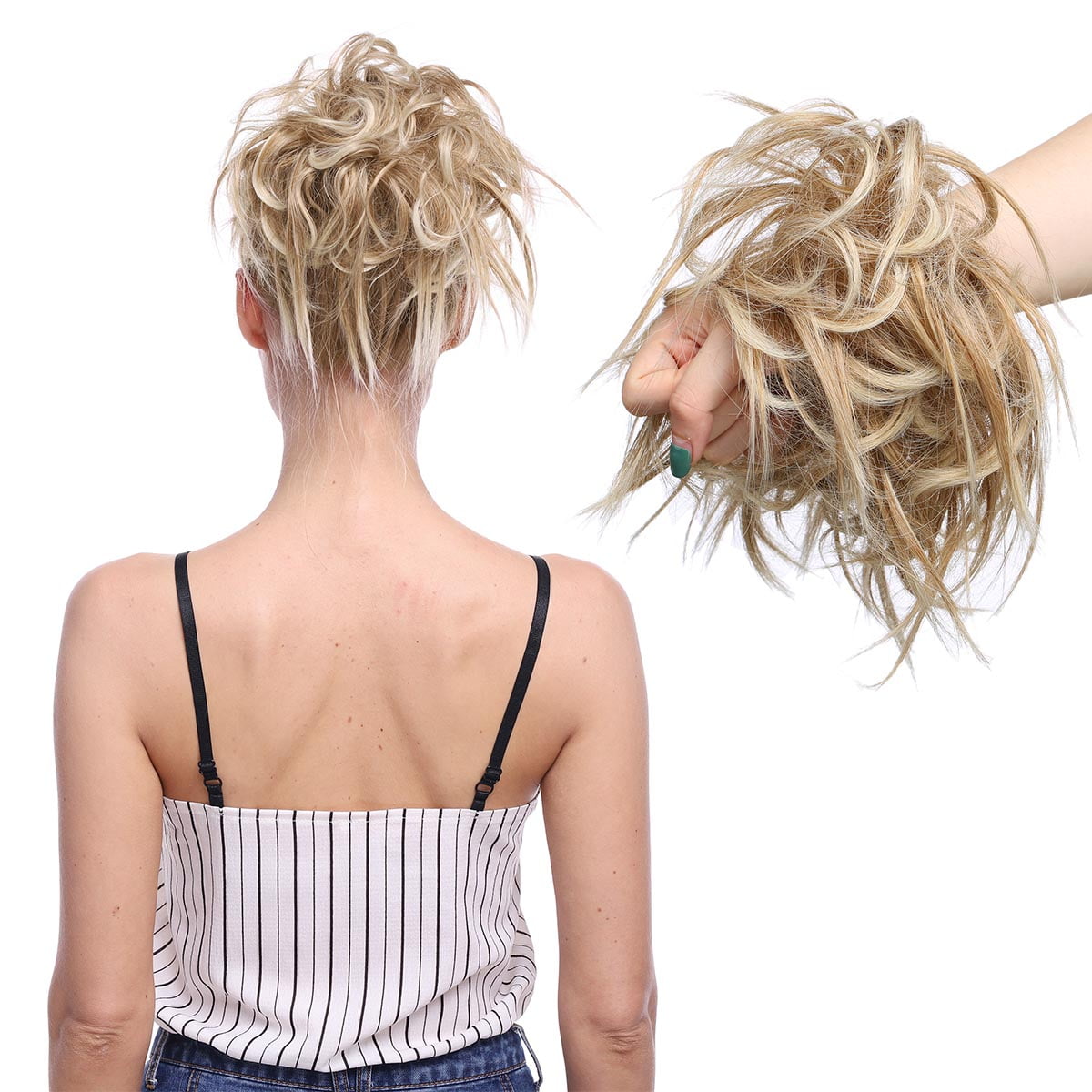 S Noilite Fluffy Messy Wavy Ponytail Bun Scrunchies Tousled Updo