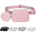 thumbnail image 1 of HAHDAXIA HVJCEZ Sacs Banane pour Femmes Hommes, Sac de Taille Mode Mini Bandoulière Ajustable pour Course, Randonnée et Voyage, a_Pink, Petit, 1 of 6