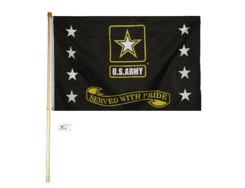 5' Wood Flag Pole Kit Bracket With 3x5 US Army Camouflage Yellow Emblem Flag 