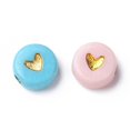 thumbnail image 5 of 500g Opaque Acrylic Beads Flat Round with Heart Golden Plated 6.5x7x3mm Hole: 1.6mm about 3600~3700pcs/500g, 5 of 7