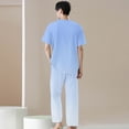 thumbnail image 3 of HAJWOH Scrubs for Men Set Stretchy Nursing Uniform Short Sleeve V Neck Scrub & Jogger Pants Solid Color Medical Scrub Sets with Multi Pocket Blue XL, 3 of 5