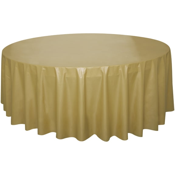 1CT 84IN Gold Round Plastic Table Cover by Way To Celebrate