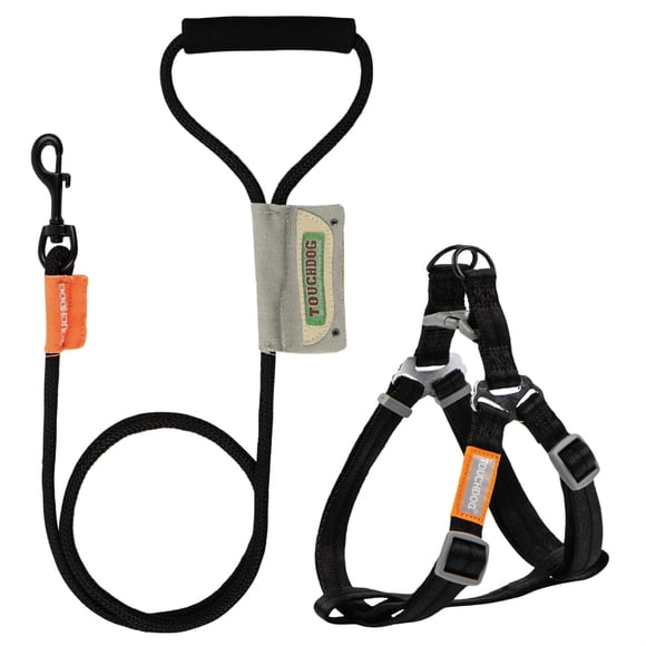 Touchdog 'Macaron' Harnais et Laisse pour Chien en Nylon Durable 2-en-1 - Petit / Noir
