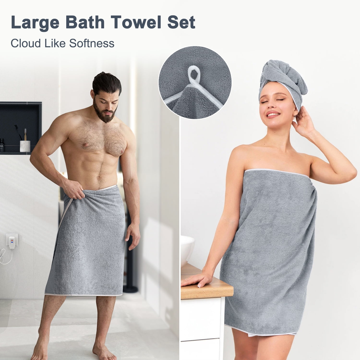 Bath Towels Set of 4, Large 28"x 55" Bath Towels Highly Absorbent & Quick Dry, 100% Microfiber Bath Sheets, Soft Luxurious Towels for Bathroom Spa Hotel Gym