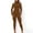 Brown, variant on Amidoa Women Long Sleeve Jumpsuit Tracksuit High Neck Running Onesie Rompers Cheeky Casual Club Bodycon Outfits