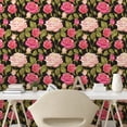 thumbnail image 2 of Ambesonne Rose Flowers Peel & Stick Wallpaper for Home, Romantic Garden Motif, 13"x72", Black Pink Olive Green, 2 of 5