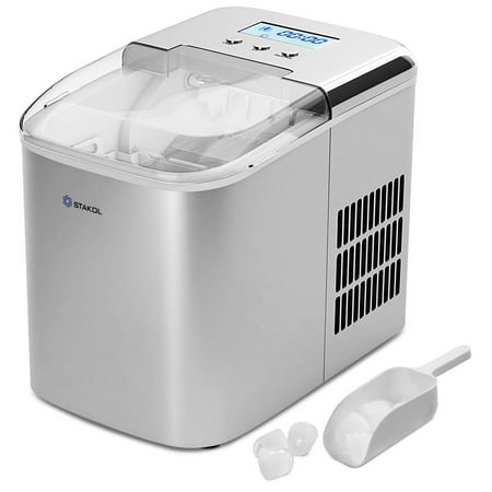 STAKOL Stainless Steel Ice Maker Countertop 26LBS/24H LCD Display W/Scoop Portable (Best Countertop Nugget Ice Maker)