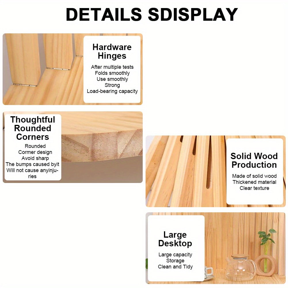 Space Saving Wall Mounted Folding Table - Bamboo-like Finish Foldable Desk for Home Office, Kitchen & Living Room, No Assembly Needed