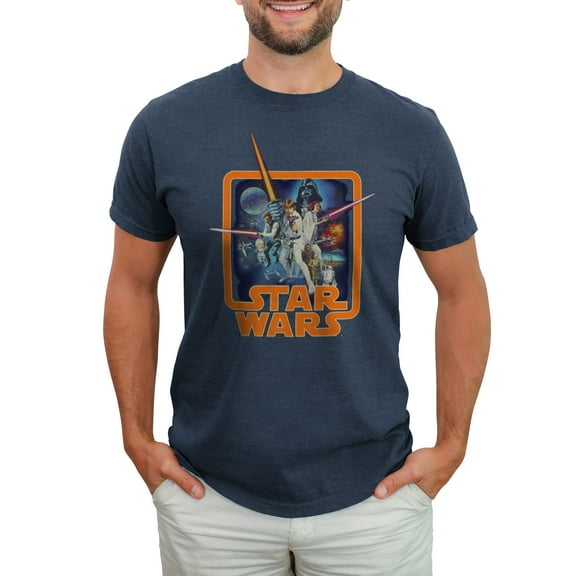Men's Star Wars Throwback  Graphic Tee Navy Heather 2X Large