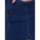 thumbnail image 5 of Faldas de mezclilla mini A-line de cintura alta con abertura lateral para mujeres INSPIRE CHIC S Azul oscuro, 5 of 6