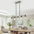thumbnail image 3 of Modern Industrial 5-Light Linear Chandelier, Height Adjustable Brushed Nickel Dining Room Kitchen Islands Pendant Lighting, 3 of 7