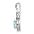 thumbnail image 2 of 925 Sterling Silver Polished Aquamarine and Diamond Pendant Necklace 13x7mm Wide Pendant for Women, 2 of 4