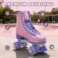 thumbnail image 4 of JZY High-Top Quad Roller Skates for Women & Teens,Light-Up Wheels & PU Leather Design for Indoor & Outdoor Use, 4 of 7