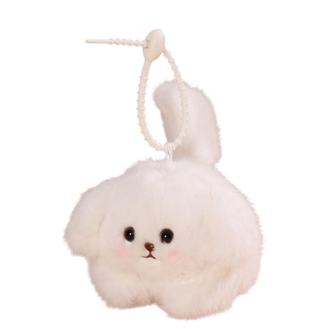 Eoozwa Interactive Wagging Tail Puppy Plush Toy Pulling Rope and Squeaker Backpack Pendant Keychain Cute Portable Stuffed Animal Novelty Gift for All Ages