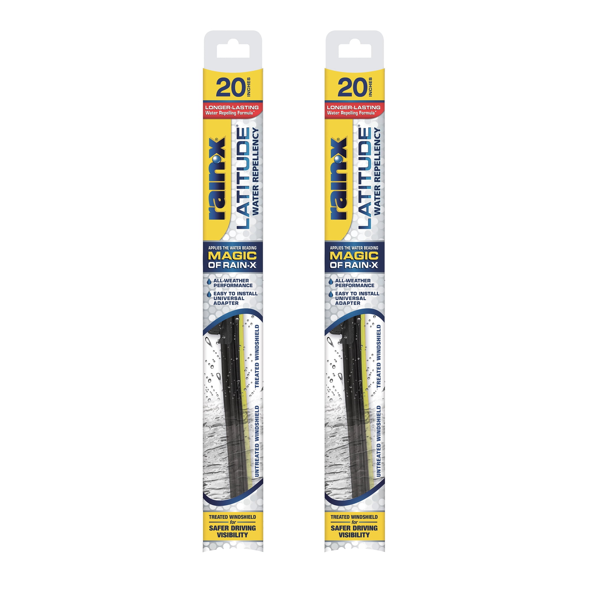 Rain-X 810166 Latitude Water Repellency Wiper Blade, 20" Fits 2000-2007 Ford F-150, 2000-2002 Dodge Ram 1500/2500/3500, 2004-2012 Ford Escape and Many More - 2 Pack