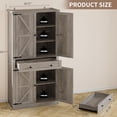 thumbnail image 2 of FANRAL 70” Tall Pantry Organizers and Storage Cabinet with Barn Doors & Drawers,Adjustable Shelf,Tall Pantry for Kitchen Dining Room Living Room Bedroom,Gray Pantry Cabinet, 2 of 8