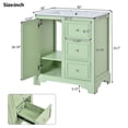 thumbnail image 5 of Euroco 30-Inch Bathroom Vanity with Ceramic Sink, 3 Soft-Close Drawers, Adjustable Shelf, Overflow Drain, Solid Wood Frame, 5 of 7