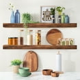 thumbnail image 3 of Sorbus Wood Floating Shelves for Wall - 35” Solid Wood Wall Shelves for Bathroom Decor, Books, Bedroom & Living Room - Set of 2 Wall Mounted Kitchen Shelves - Durable 100% Premium Solid Pine, 3 of 7