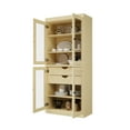 thumbnail image 3 of Palace Imports 100% Solid Wood Kitchen Pantry Storage Cabinet with Glass Doors, Adjustable Shelves and 2-Drawers, Yellow, 3 of 6