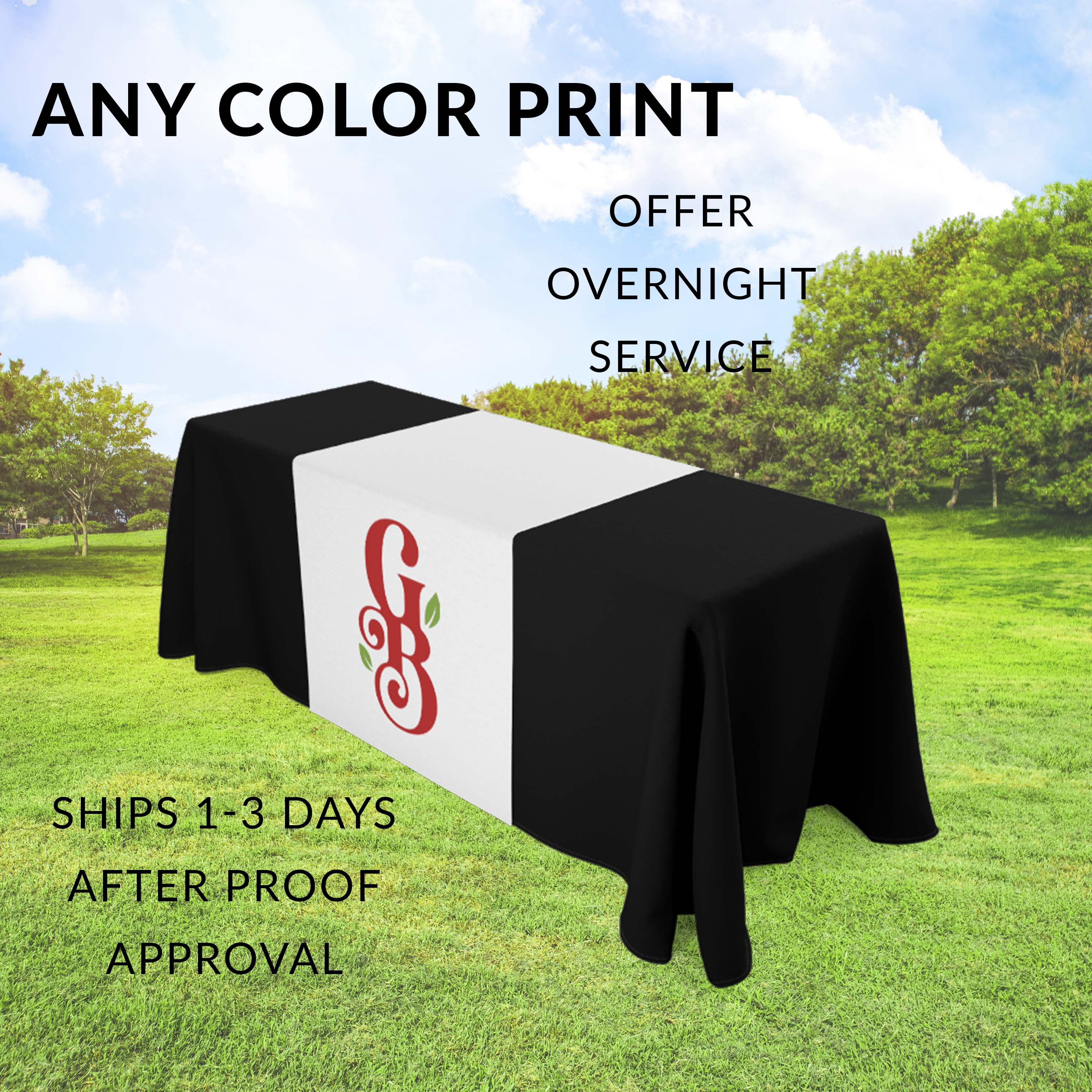 Custom Table Runner 24x60in , Full Color Printing with YOUR Logo and Text, 1-2 day shipping,Promotional Advertising, Table Cloth
