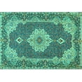 thumbnail image 1 of Ahgly Company Machine Washable Indoor Rectangle Medallion Turquoise Blue Traditional Area Rugs, 4' x 6', 1 of 1