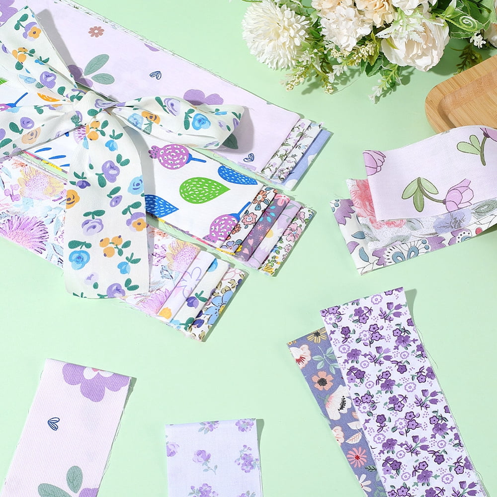 1set Flower Pattern Cotton Quilting Stripss Fabric Patchwork Fabric for DIY Craft Sewing Mixed Color 1000x65x0.1mm 40pcs/set