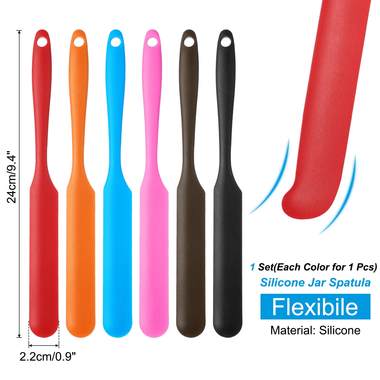 Unique Bargains Silicone Heat-Resistant Spatula Orange Blue Pink Brown Red Black
